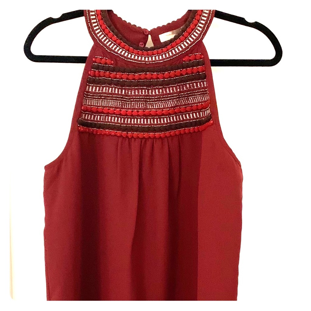 Burgundy Boho Halter Dress